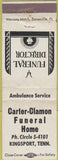 Matchbook Cover - Carter Clamon Funeral Home Kingsport TN
