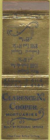 Matchbook Cover - Clarence Cooper Mortuaries Oakland CA