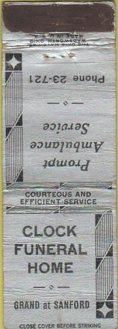 Matchbook Cover - Clock Funeral Home no town WORN