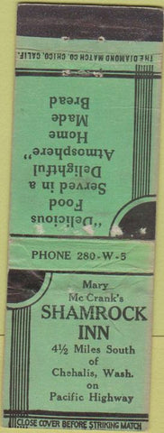 Matchbook Cover - Shamrock Inn Chehalis WA WEAR