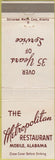Matchbook Cover - Metropolitan Restaurant Mobile AL
