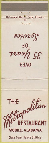Matchbook Cover - Metropolitan Restaurant Mobile AL