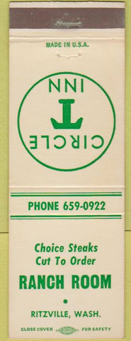Matchbook Cover - Circle T Inn Ranch Room Ritzville WA