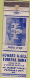 Matchbook Cover - Howard Gill Funeral Home Pocomoke City MD