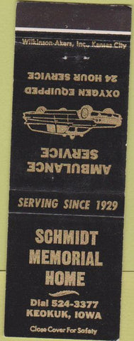 Matchbook Cover - Schmidt Albulance Service Keokuk IA