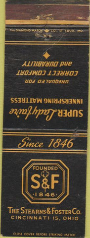 Matchbook Cover - Stearns  and  Foster Matress Cincinatti OH