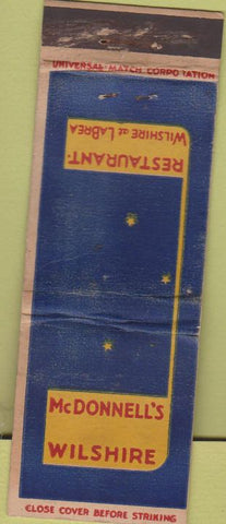 Matchbook Cover - McDonnell's Restaurant Wilshire CA