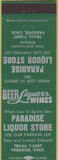 Matchbook Cover - Paradise Liquor Store Paradise CA