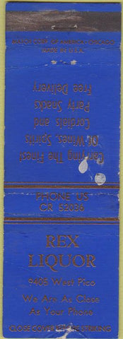 Matchbook Cover - Rex Liquor Store no town WEAR