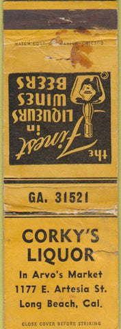Matchbook Cover - Corky's Liquor Long Beach CA WEAR