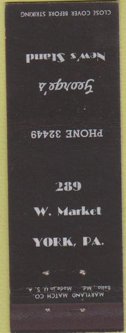 Matchbook Cover - 30s George's News Stand York PA