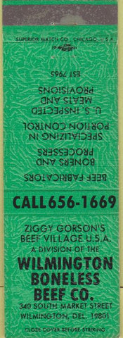 Matchbook Cover - Wilmington Boneless Beef DE green