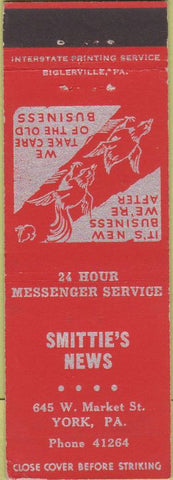 Matchbook Cover - 30s Smittie's News York PA
