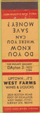 Matchbook Cover - West Farms Liquors Bronx NY