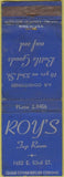 Matchbook Cover - Roy's Tap Room Bottle Goods nuf sed WEAR