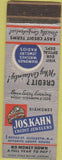 Matchbook Cover - Jos Kahn Jewelers Elizabeth NJ WORN
