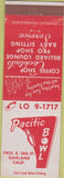 Matchbook Cover - Pacific Bowl Oakland CA billiards