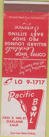 Matchbook Cover - Pacific Bowl Oakland CA billiards