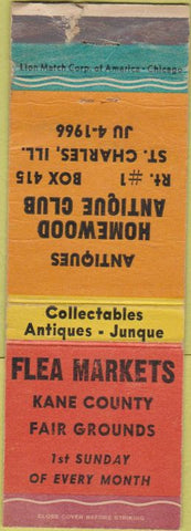 Matchbook Cover - Homewood Antique Club St Charles IL