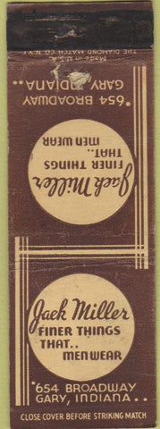 Matchbook Cover - Jack Miller Men's Clothing Gary IN