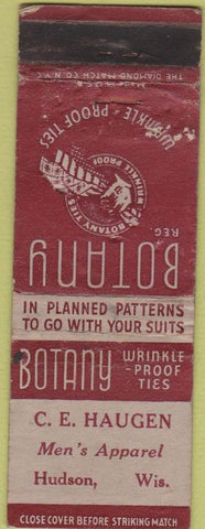 Matchbook Cover - Botany Ties Hudson WI