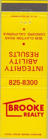 Matchbook Cover - Brooke Realty Concord CA