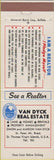Matchbook Cover - Van Dyck Real Estate St Thomas VI