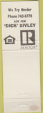 Matchbook Cover - Dick Sivley Olson Realtor Marysville CA