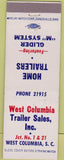 Matchbook Cover - West Columbia Trailer Sales SC House