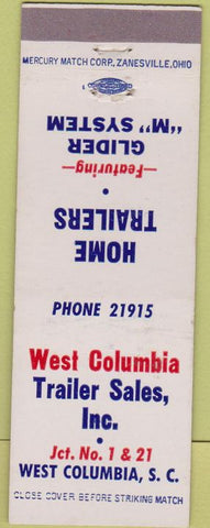 Matchbook Cover - West Columbia Trailer Sales SC House