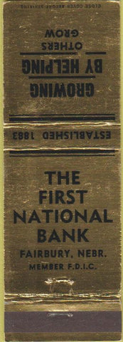 Matchbook Cover - First National Bank Fairbury NE