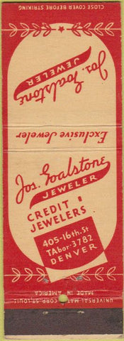 Matchbook Cover - Jos Goalstone Jeweler Denver CO