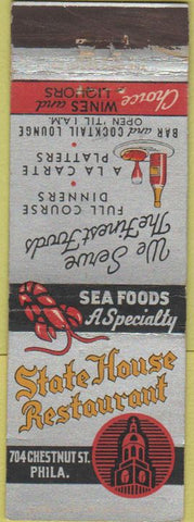Matchbook Cover - State House Restaurant Philadelphia PA