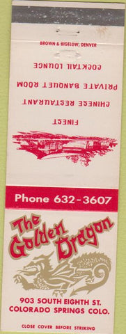 Matchbook Cover - The Golden Dragon Colorado Springs CO