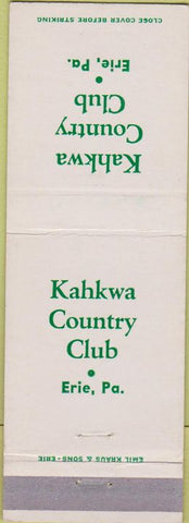 Matchbook Cover - Kahkwa Country Club Erie PA