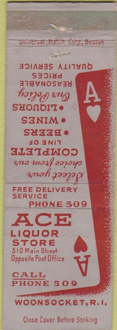 Matchbook Cover - Ace Liquor Store Woonsocket RI