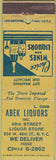 Matchbook Cover - Abek Liquors New York NY