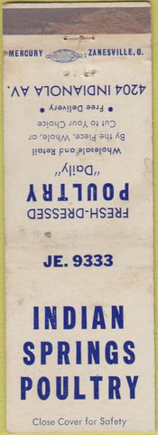 Matchbook Cover - Indian Springs Poultry not town WEAR