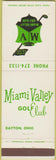 Matchbook Cover - Miami Valley Golf Club Dayton OH