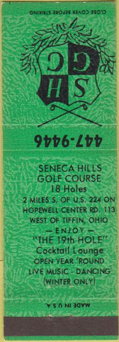 Matchbook Cover - Seneca Hills Golf Course Tiffin OH