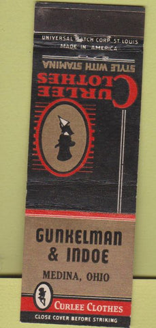 Matchbook Cover - Gunkelman Indoe Men's Clothing Medina OH