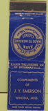 Matchbook Cover - Kahn Mens Clothes Emerson Winona MS