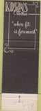 Matchbook Cover - Kosins Men's Clothes Detroit MI