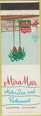 Matchbook Cover - Mira Mar Motor Inn Restaurant Oceanside CA