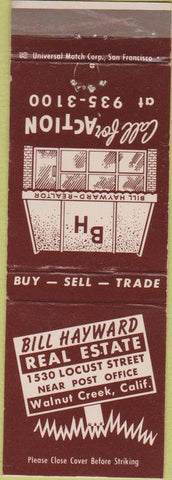 Matchbook Cover - Bill Hayward Real Estate Walnut Creek CA