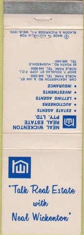 Matchbook Cover - Neal Wickenton Noble Park Australia