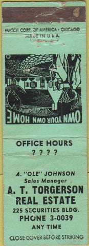 Matchbook Cover - Torgerson Real Estate no town WEAR