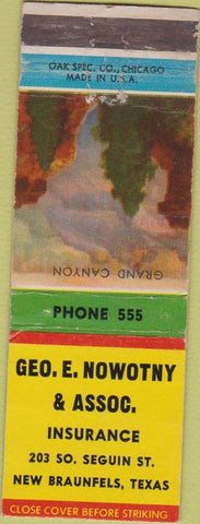 Matchbook Cover - Geo Nowotny Insurance New Braunfels TX