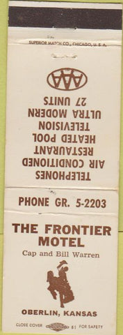 Matchbook Cover - Frontier Motel Oberlin KS Bucking Bronc