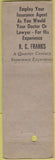 Matchbook Cover - Frank's Insurance Agency Bryan TX off center